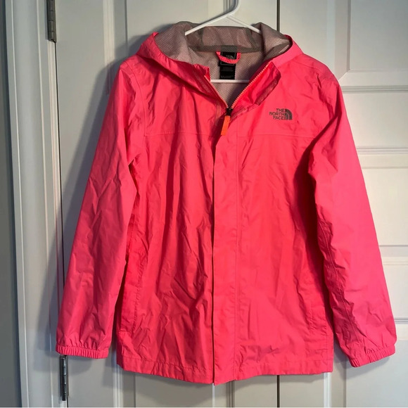 The North Face Size XL (18) Girls Hot Pink Full Zip Rain Jacket Shell - Picture 1 of 12